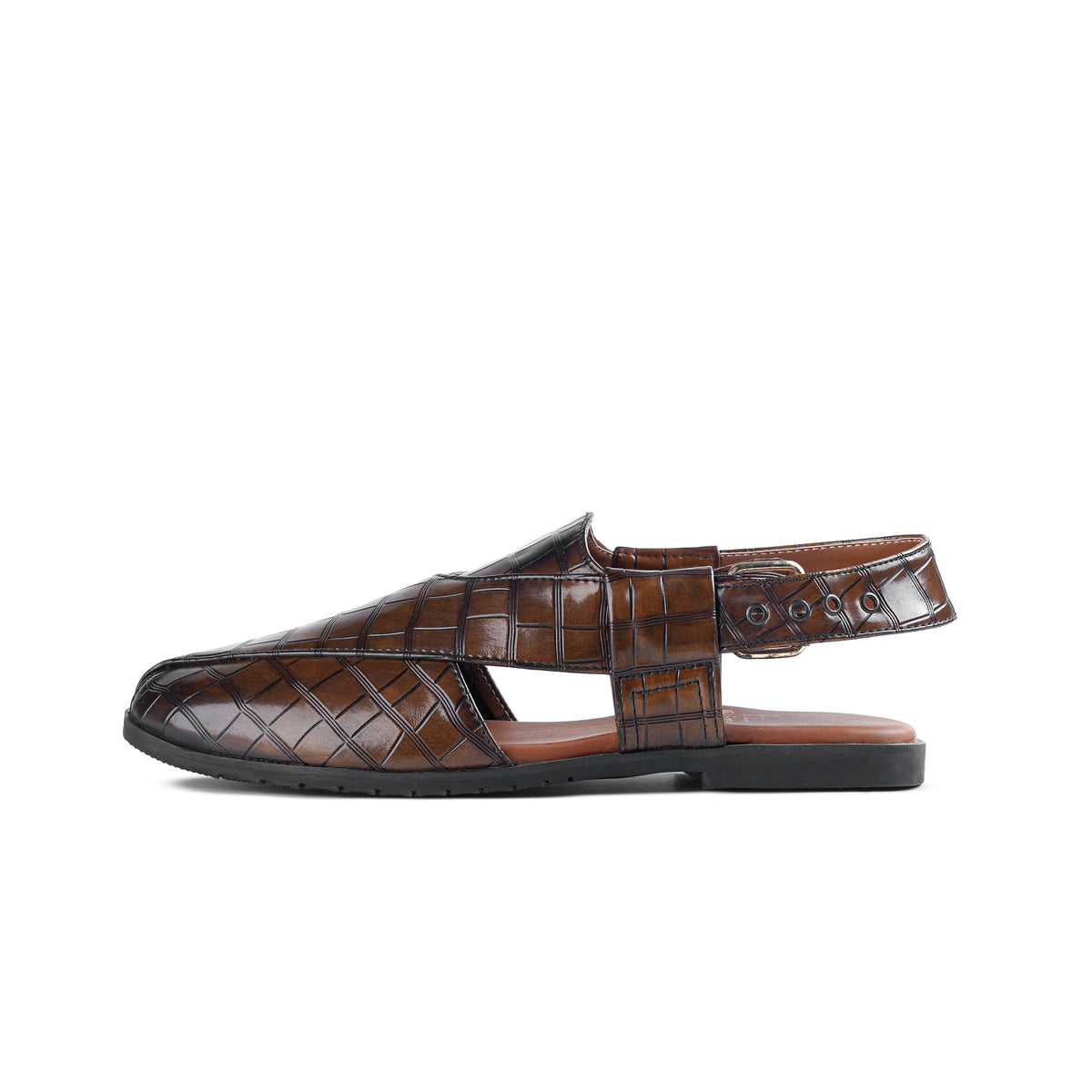 Croc‑Embossed Two‑Tone Peshawari Chappal