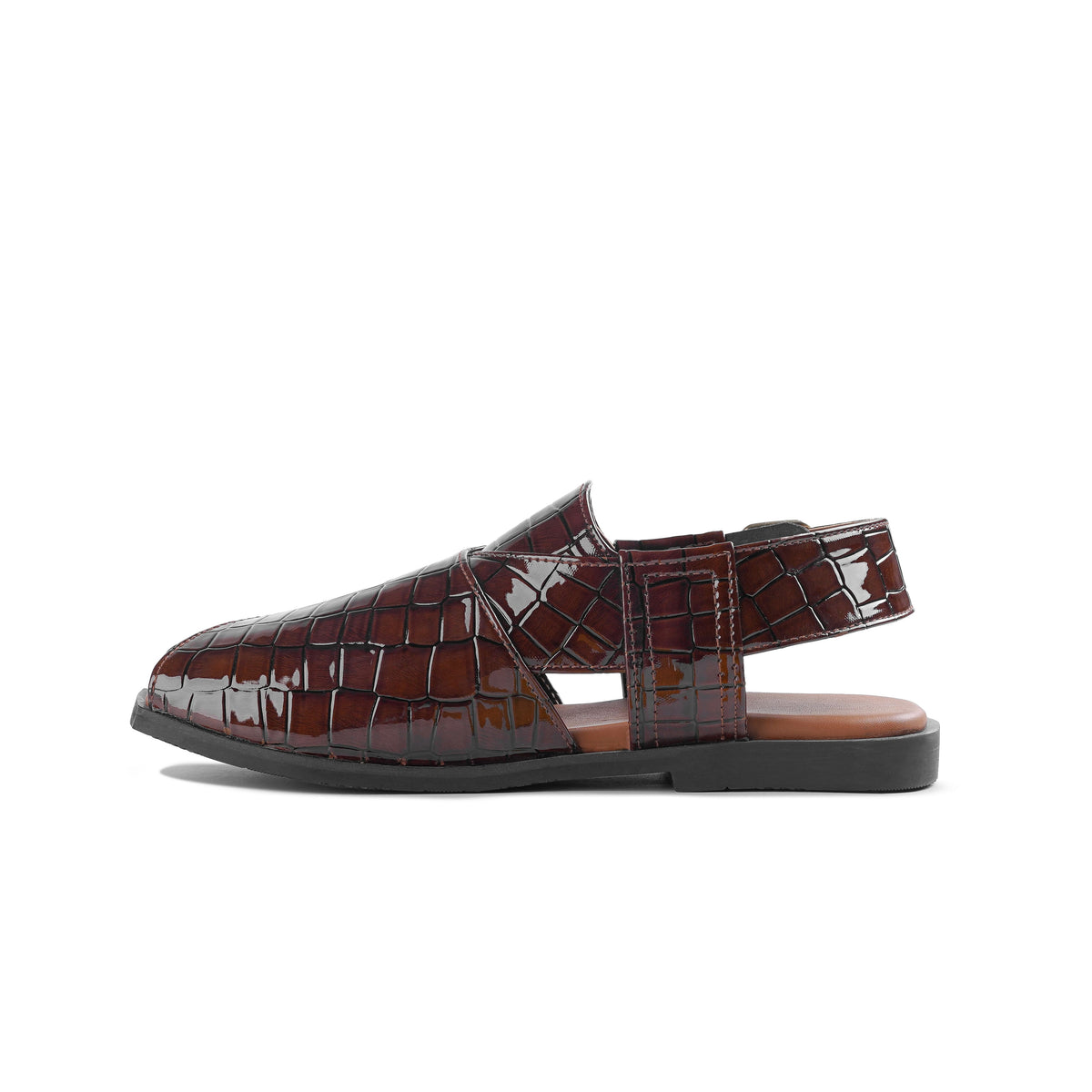 Men’s Croc‑Embossed Peshawari Chappal