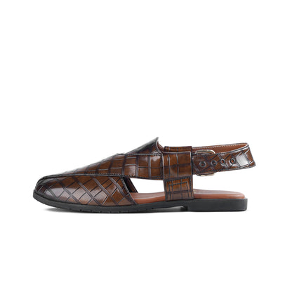 Croc‑Embossed Two‑Tone Peshawari Chappal