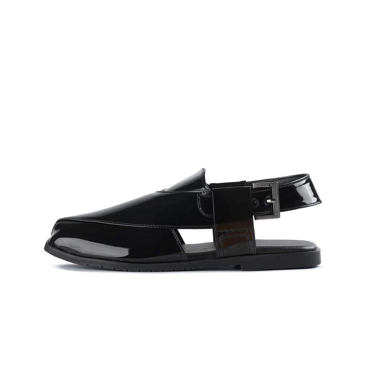 Men’s Noir Gloss‑Finish Peshawari Chappal
