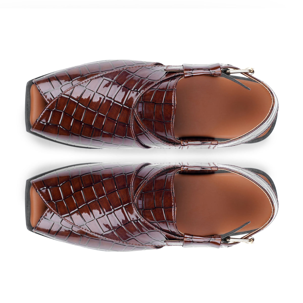Men’s Croc‑Embossed Peshawari Chappal