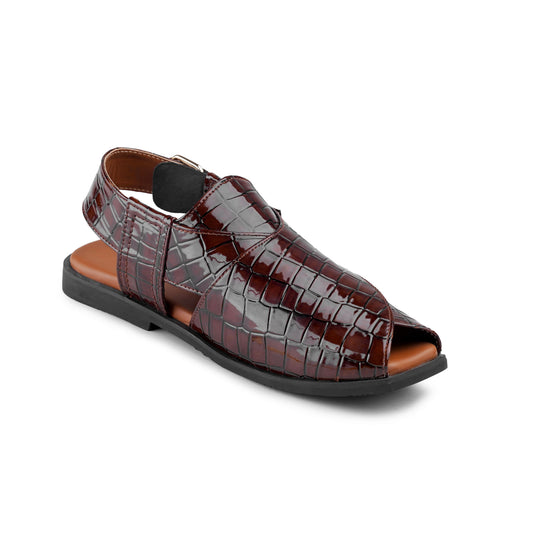 Men’s Croc‑Embossed Peshawari Chappal