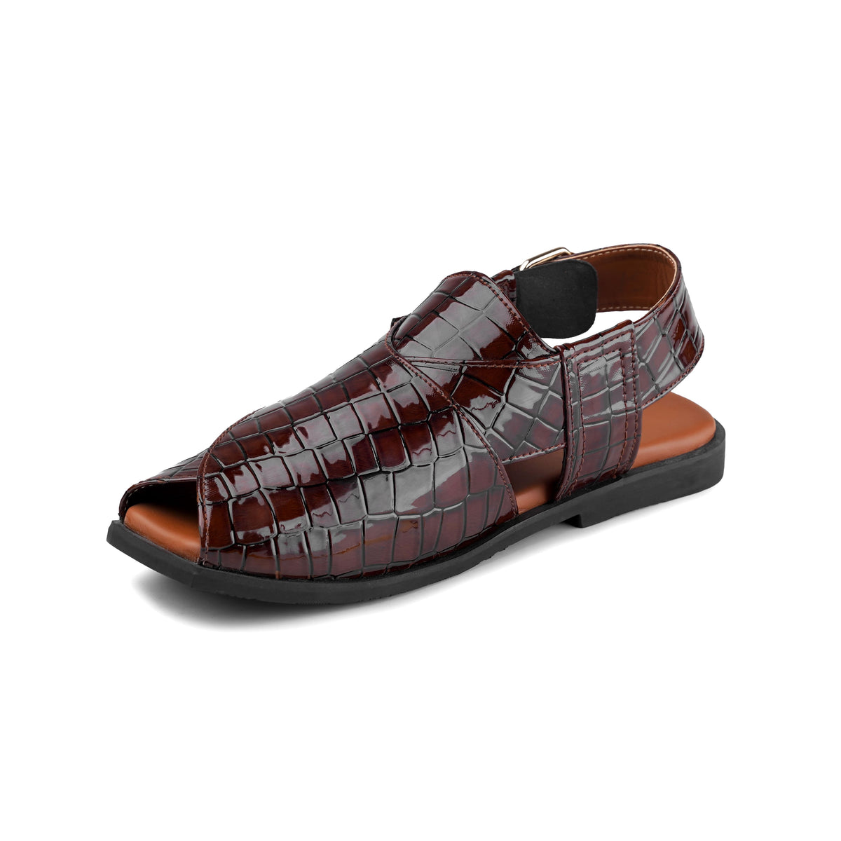 Men’s Croc‑Embossed Peshawari Chappal