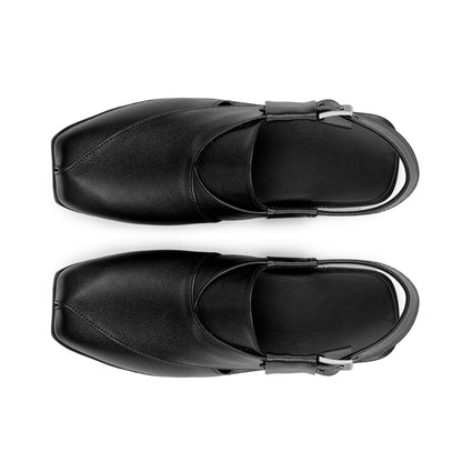 Men’s Black Cross‑Strap Peshawari Chappal